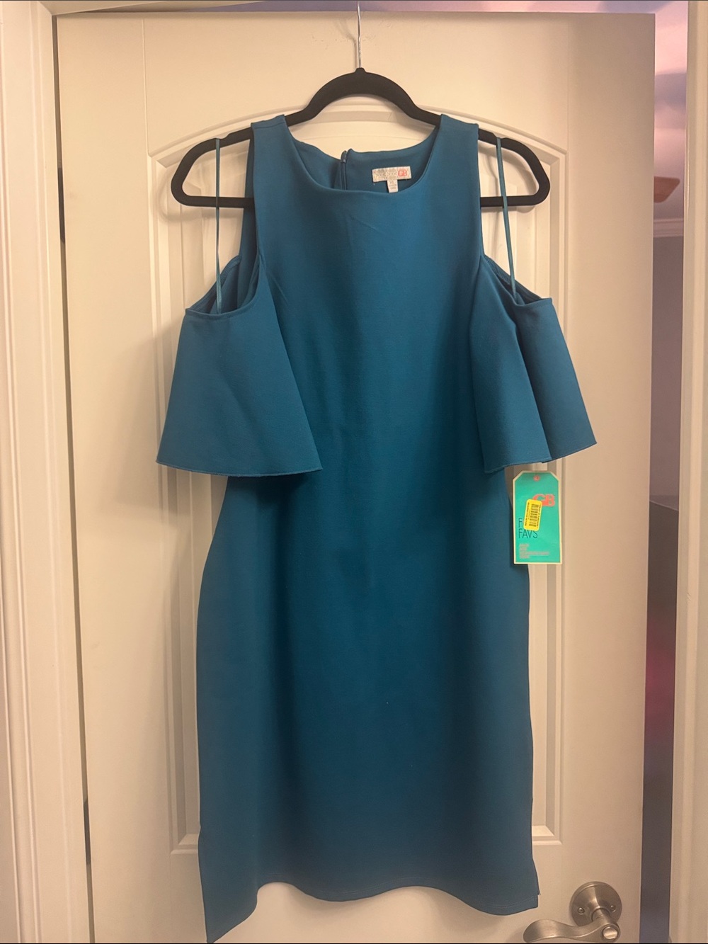 GB Teal Cold-Shoulder Midi Dress - Women's Elegant Occasion Dress, New, XL